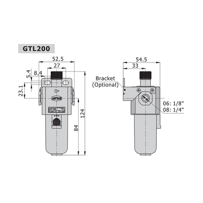 GTL20008JT AIRTAC LUBRICATOR GTL200 SERIES 1/4" NPT